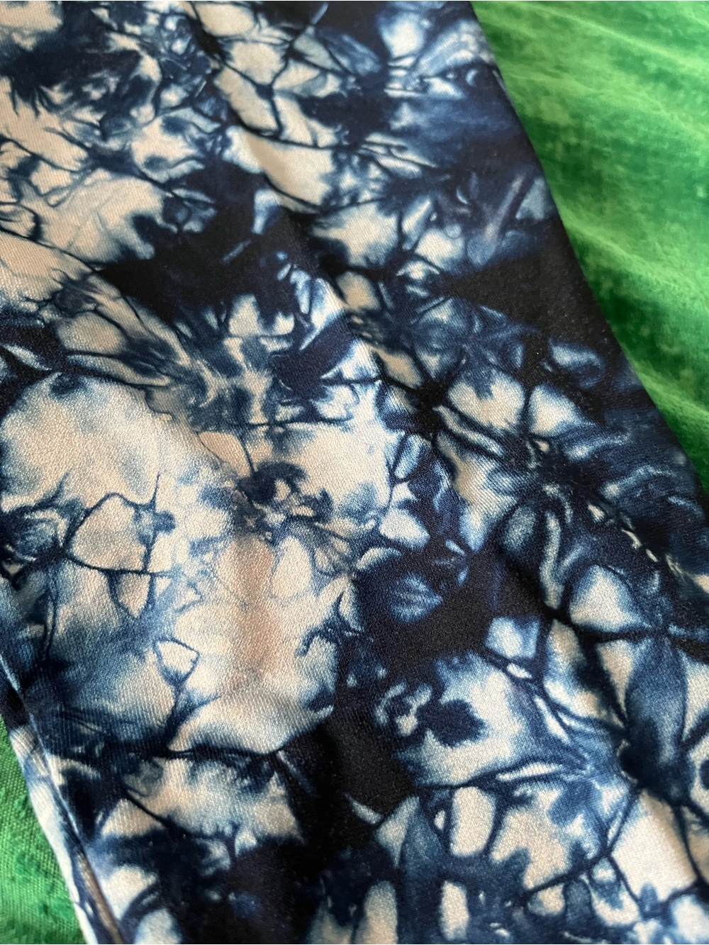 NUX Blue and lavender Tie-Dye, capri length Leggings